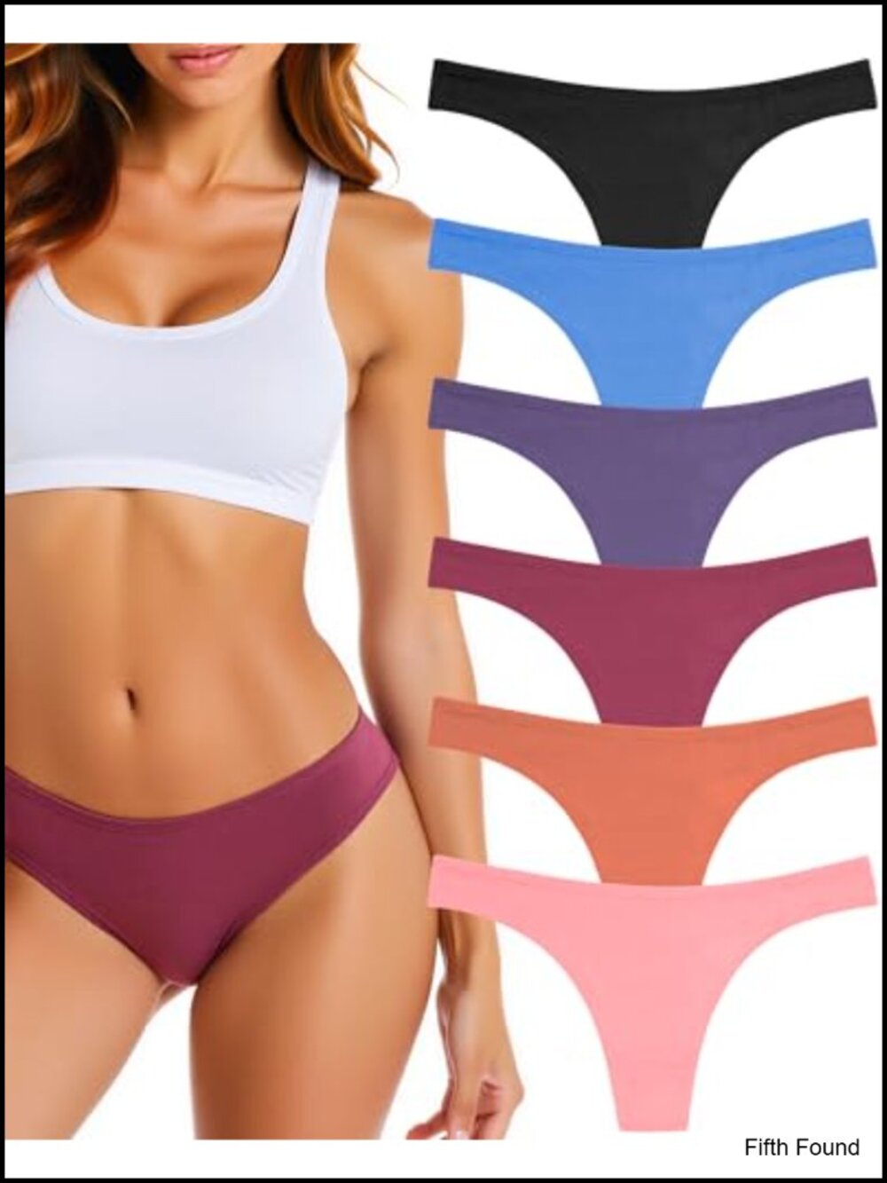 Cotton Blend Thong Panties Pack of 6, Breathable Low-Rise